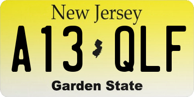 NJ license plate A13QLF