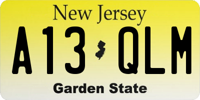 NJ license plate A13QLM