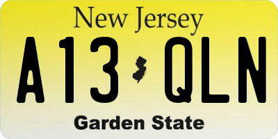 NJ license plate A13QLN