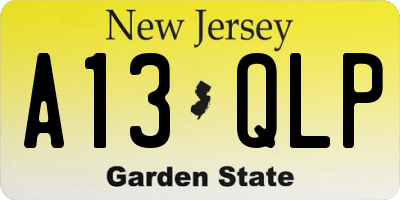 NJ license plate A13QLP