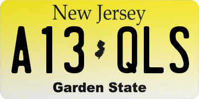 NJ license plate A13QLS