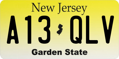 NJ license plate A13QLV
