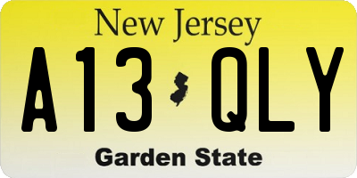 NJ license plate A13QLY