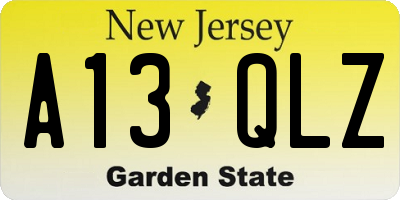 NJ license plate A13QLZ