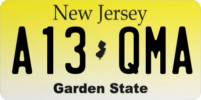 NJ license plate A13QMA