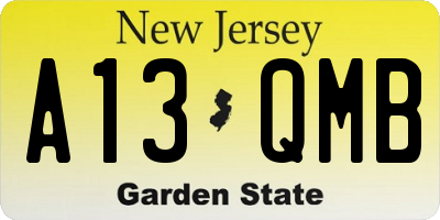 NJ license plate A13QMB