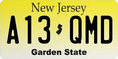 NJ license plate A13QMD