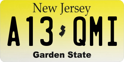 NJ license plate A13QMI