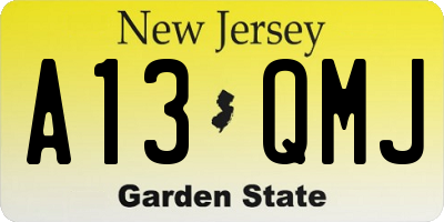 NJ license plate A13QMJ