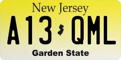 NJ license plate A13QML