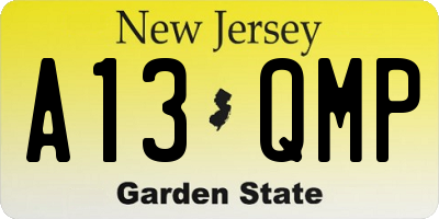 NJ license plate A13QMP