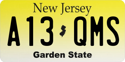 NJ license plate A13QMS