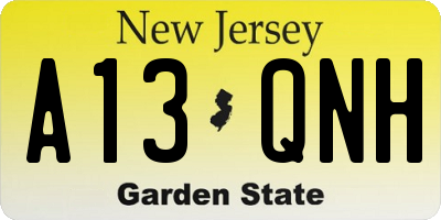 NJ license plate A13QNH