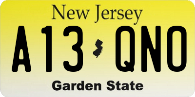NJ license plate A13QNO