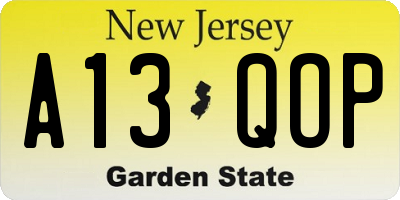 NJ license plate A13QOP