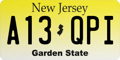 NJ license plate A13QPI