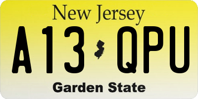 NJ license plate A13QPU