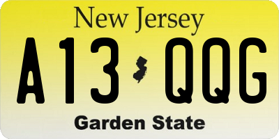 NJ license plate A13QQG