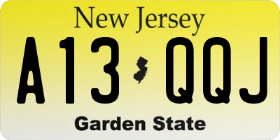NJ license plate A13QQJ