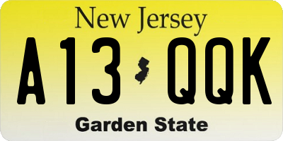 NJ license plate A13QQK