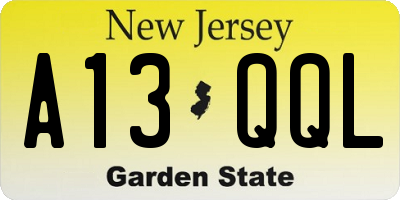 NJ license plate A13QQL