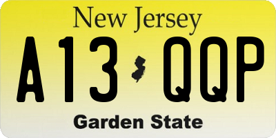 NJ license plate A13QQP