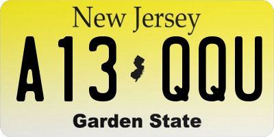 NJ license plate A13QQU