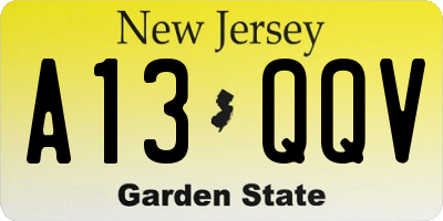 NJ license plate A13QQV