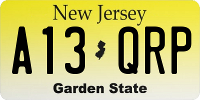 NJ license plate A13QRP