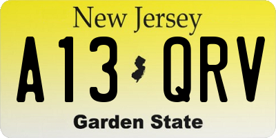 NJ license plate A13QRV
