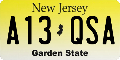 NJ license plate A13QSA