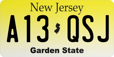 NJ license plate A13QSJ