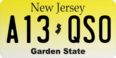 NJ license plate A13QSO