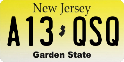 NJ license plate A13QSQ