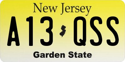 NJ license plate A13QSS
