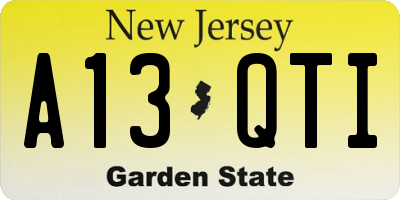 NJ license plate A13QTI