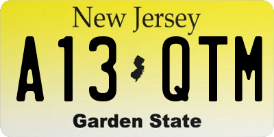 NJ license plate A13QTM