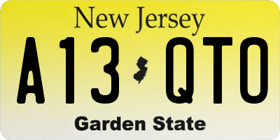 NJ license plate A13QTO