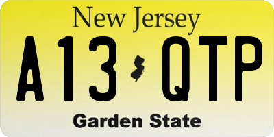 NJ license plate A13QTP