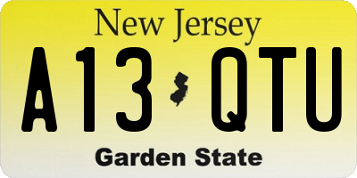 NJ license plate A13QTU