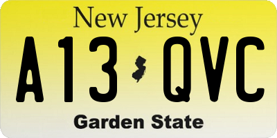 NJ license plate A13QVC