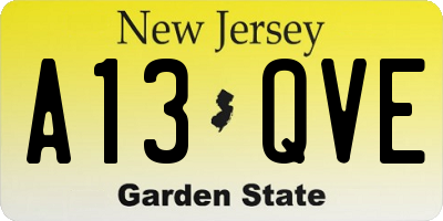 NJ license plate A13QVE