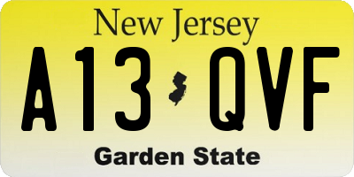 NJ license plate A13QVF