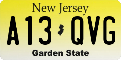 NJ license plate A13QVG