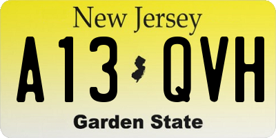 NJ license plate A13QVH