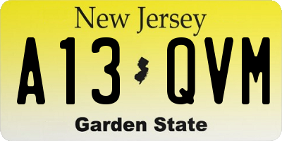 NJ license plate A13QVM