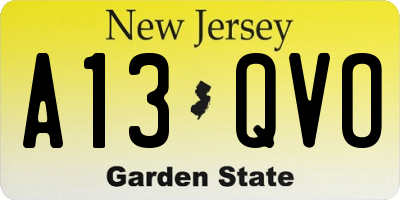 NJ license plate A13QVO