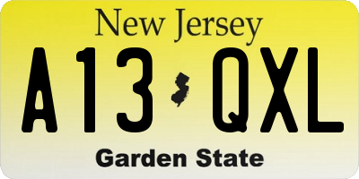 NJ license plate A13QXL