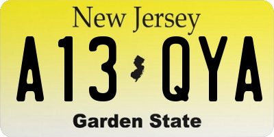NJ license plate A13QYA