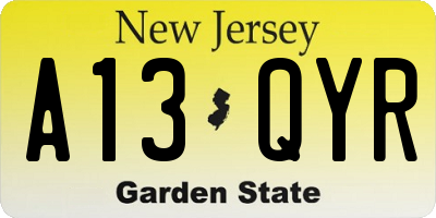 NJ license plate A13QYR
